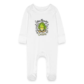 Lettuce Romaine Calm – Funny Salad - Baby Organic Sleepsuit with Scratch Mitts - white - Front