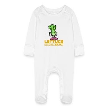 Lettuce Romaine Calm – Funny Salad - Baby Organic Sleepsuit with Scratch Mitts - white - Front