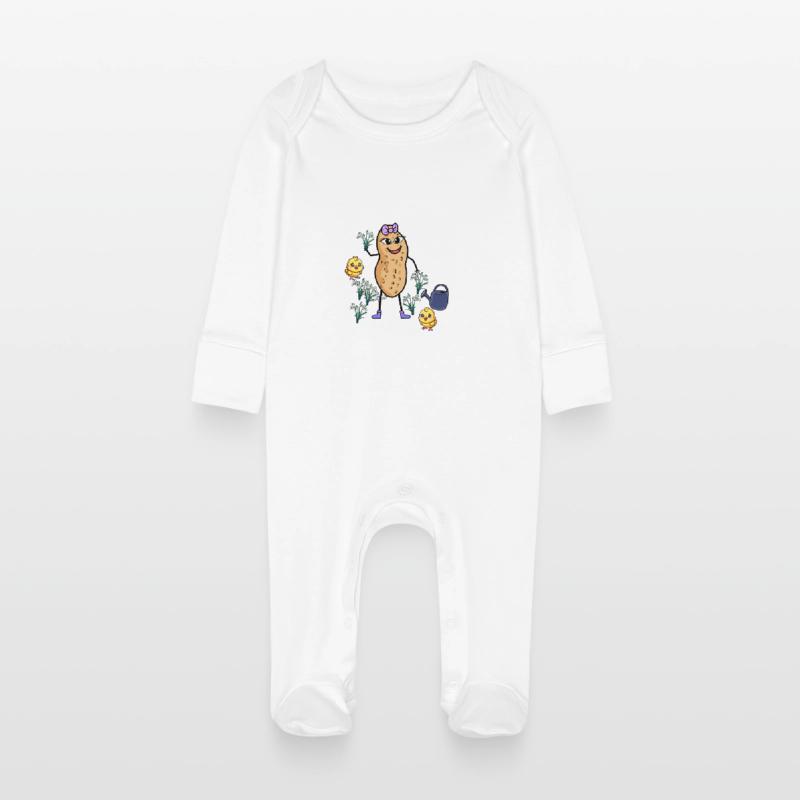 Peanut Spring Easter Chick Snowdrop Baby Organic Sleepsuit with Scratch Mitts