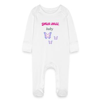 Your Loss Baby Shirt – Glow Up Aesthetic soft girl - Baby Organic Sleepsuit with Scratch Mitts - white - Front