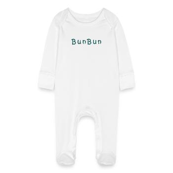 Impression vague imperméable sur les vêtements - Grenouillère bio avec gants Bébé - blanc - Devant