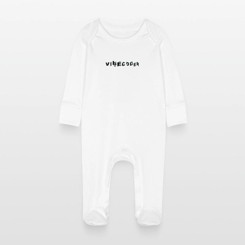 VibeCoder Glitch Neon Baby Organic Sleepsuit with Scratch Mitts