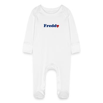 Freddy mit Herz - Baby Organic Sleepsuit with Scratch Mitts - white - Front