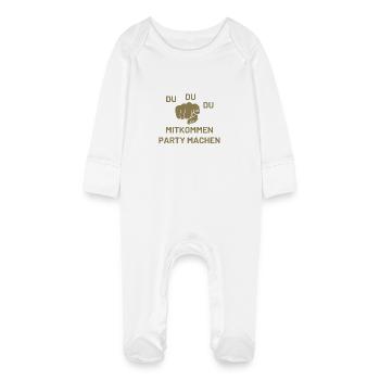 Du Du Du Mitkommen Party machen - Baby Bio-Schlafanzug mit Kratzhandschuhen - Weiß - Vorne
