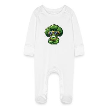 Cool Broccoli Sunglasses Gangster Vegetables - Baby Organic Sleepsuit with Scratch Mitts - white - Front