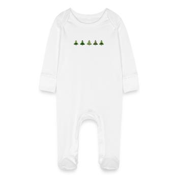 Green fir trees silhouette set isolated . - Baby Organic Sleepsuit with Scratch Mitts - white - Front