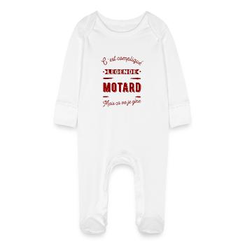 Motard légende t-shirt humour moto - Grenouillère bio avec gants Bébé - blanc - Devant
