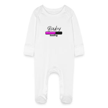Baby loading - Bébé en route ! Grossesse - Grenouillère bio avec gants Bébé - blanc - Devant