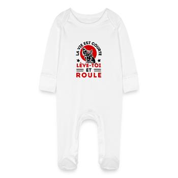 motard la vie est courte leve toi et roule 1 - Grenouillère bio avec gants Bébé - blanc - Devant