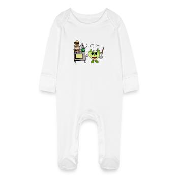 chou cuisine cuisine cuisinier amateur chefs hôtes - Grenouillère bio avec gants Bébé - blanc - Devant