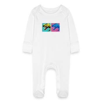 T-Rex PopArt C - Baby Bio-Schlafanzug mit Kratzhandschuhen - Weiß - Vorne