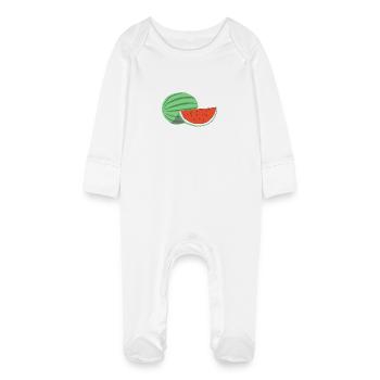 PASTÈQUE - Grenouillère bio avec gants Bébé - blanc - Devant