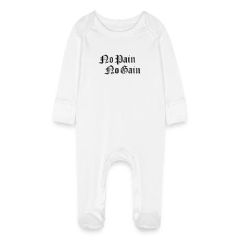 Pas de douleur Pas de gain Fitness Gym Sports - Grenouillère bio avec gants Bébé - blanc - Devant