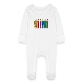 crayons de couleur - Grenouillère bio avec gants Bébé - blanc - Devant