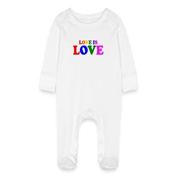 Love is love - Baby Organic Sleepsuit with Scratch Mitts - white - Front
