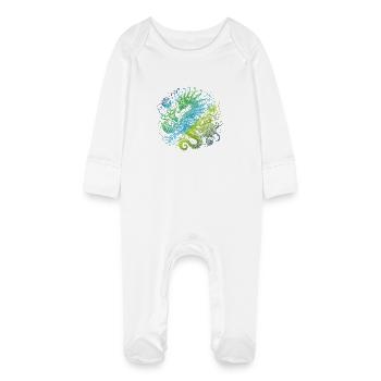 Hippocampe - Grenouillère bio avec gants Bébé - blanc - Devant