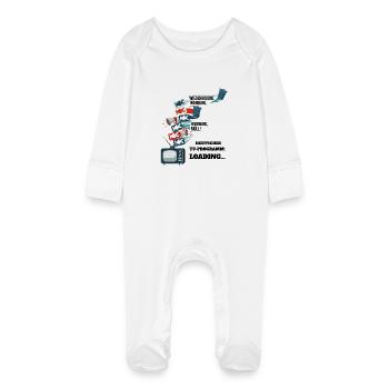German TV Program: Loading... - Baby Organic Sleepsuit with Scratch Mitts - white - Front