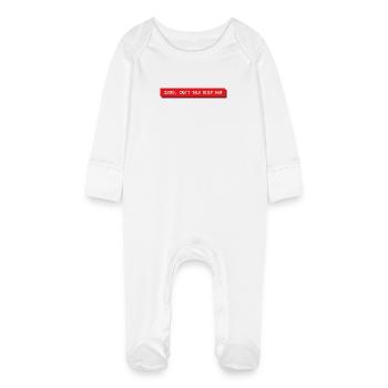 Sorry can't talk right now phrase music - Baby Organic Sleepsuit with Scratch Mitts - white - Front