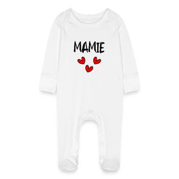 MAMIE. FÊTE DES MÈRES. BONNE FÊTE MAMIE. JE T'AIME - Grenouillère bio avec gants Bébé - blanc - Devant