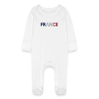 Flag of France - Baby Organic Sleepsuit with Scratch Mitts - white - Front