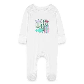 Holy Moly Xmas - Baby Bio-Schlafanzug mit Kratzhandschuhen - Weiß - Vorne