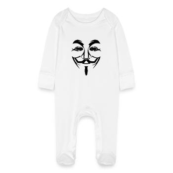 Vendetta Maske - Guy Fawkes (Anonymous) - Baby Bio-Schlafanzug mit Kratzhandschuhen - Weiß - Vorne