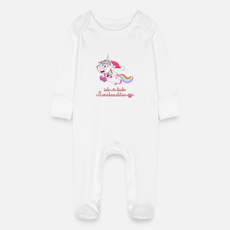 licorne de Noël - Grenouillère bio avec gants Bébé - blanc