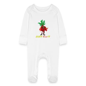 Vegetable Funny Beetroot Trend Funny Gift - Baby Organic Sleepsuit with Scratch Mitts - white - Front