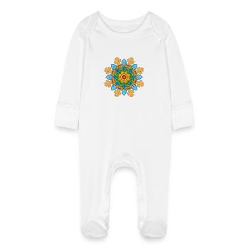 Blumen Mandala - Baby Bio-Schlafanzug mit Kratzhandschuhen - Weiß - Vorne