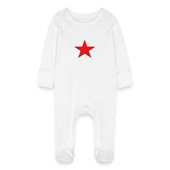 Etoile rouge - Grenouillère bio avec gants Bébé - blanc - Devant