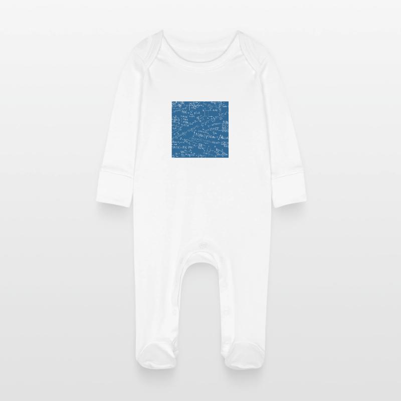 Math Equation Pattern, Quadratic Formula Math Gift Baby Organic Sleepsuit with Scratch Mitts