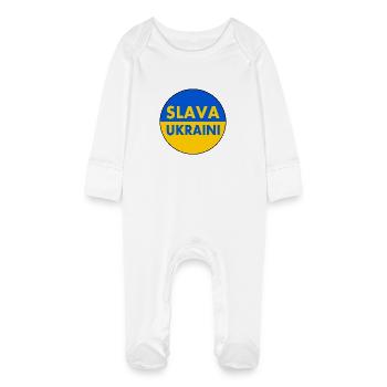 Slava ukraini - Grenouillère bio avec gants Bébé - blanc - Devant