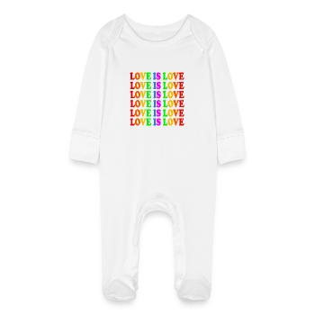 Love is love - Baby Organic Sleepsuit with Scratch Mitts - white - Front