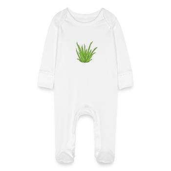 Aloe Vera Cream Cosmetics Natural - Baby Organic Sleepsuit with Scratch Mitts - white - Front