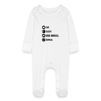 Funny horse saying - Baby Organic Sleepsuit with Scratch Mitts - white - Front