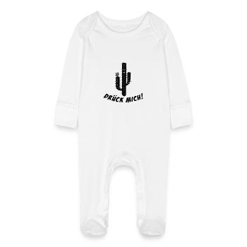 Drück mich Lustiger Spruch Kaktus - Baby Bio-Schlafanzug mit Kratzhandschuhen - Weiß - Vorne