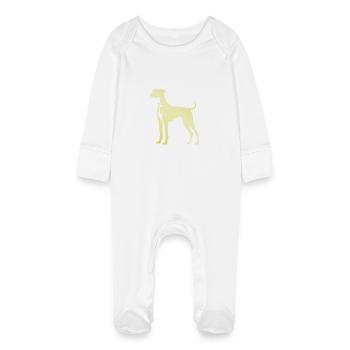 Silhouette de chien whippet - Grenouillère bio avec gants Bébé - blanc - Devant