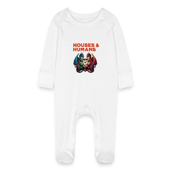 Houses & Humans, funny, RPG - Baby Organic Sleepsuit with Scratch Mitts - white - Front