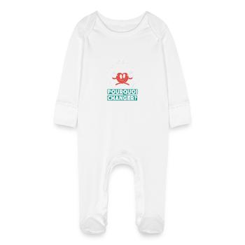 Je suis parfait pourquoi changer? - Grenouillère bio avec gants Bébé - blanc - Devant