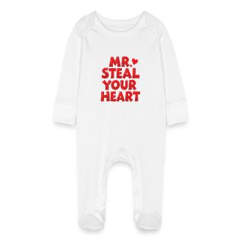 Mr Steal Your Heart Romantique Saint-Valentin - Grenouillère bio avec gants Bébé - blanc - Devant