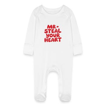 Mr Steal Your Heart Romantique Saint-Valentin - Grenouillère bio avec gants Bébé - blanc - Devant