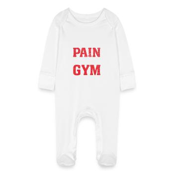 When life hurts, go to the gym - Baby Organic Sleepsuit with Scratch Mitts - white - Front