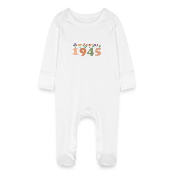 80 Années Vintage 1945 Anniversaire Femmes - Grenouillère bio avec gants Bébé - blanc - Devant
