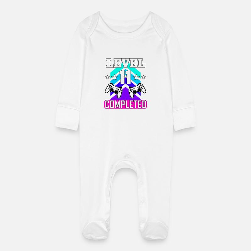 11 Anniversaire - Grenouillère bio avec gants Bébé - blanc