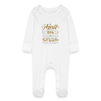 April 1976 Birthday Gift April 1976 - Baby Organic Sleepsuit with Scratch Mitts - white - Front