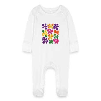 Inspiré de Matisse : motif floral rétro abstrait - Grenouillère bio avec gants Bébé - blanc - Devant