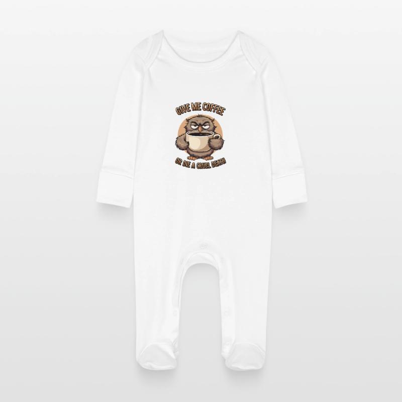 Kaffee Eule - geb mir Kaffee und Stille oder stirb Baby Bio-Schlafanzug mit Kratzhandschuhen