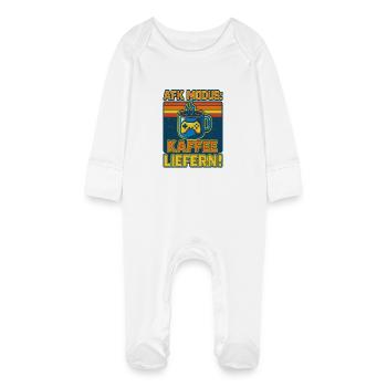 AFK-Modus: Kaffee liefern! - Baby Bio-Schlafanzug mit Kratzhandschuhen - Weiß - Vorne