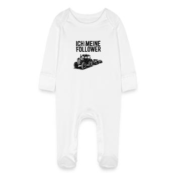 Me & My Followers – Traktor Edition - Baby Organic Sleepsuit with Scratch Mitts - white - Front