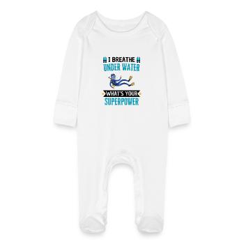 Diver Saying Underwater World Diving - Baby Organic Sleepsuit with Scratch Mitts - white - Front